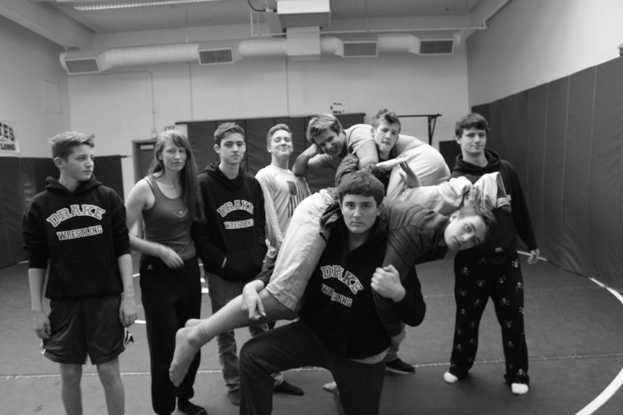 The+wrestling+team+poses+before+practice
