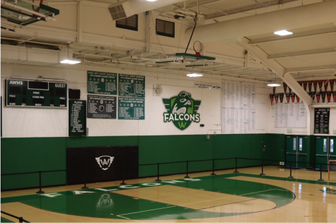 Archie Williams High School’s new logo painted on the wall of the main gym and displayed to all