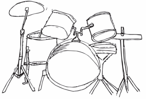 A drum set, similar to the one used by drummer Lex Razon in his performances.