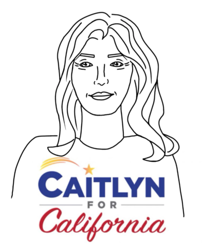 An illustration of Caitlyn Jenner with her signature logo beneath.