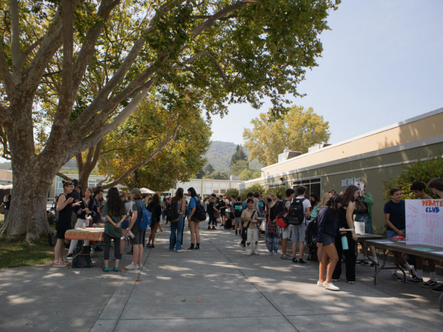 Students stop at different club booths during lunch on Sept. 8th.