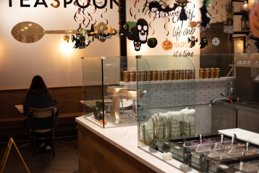 In the spirit of Halloween, Teaspoon decorated the interior of the cafe with spooky ornamentation.