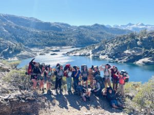 Team students pose for a photo as they enter Ansel Adams wilderness, named after the famous photographer