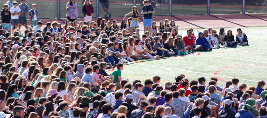 AWHS students excitedly congregate on the football field for the 2022 Homecoming rally held on Friday Oct. 7.