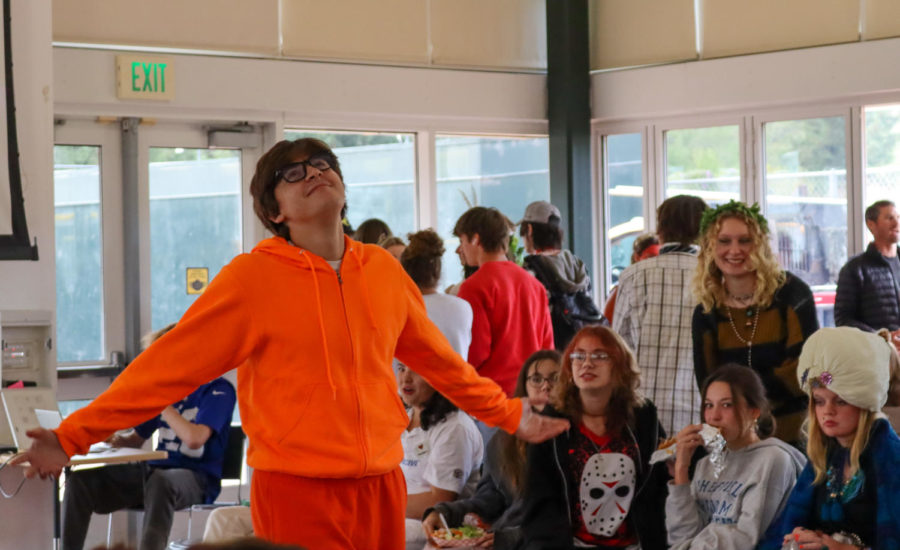 Junior Brody Rhodes steals the moon as Vector on Monday at lunch.