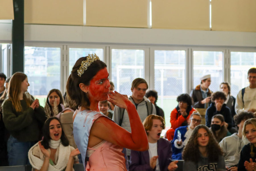 Freshman Hanna Janson strikes a pose as Carrie, a Stephen King character.