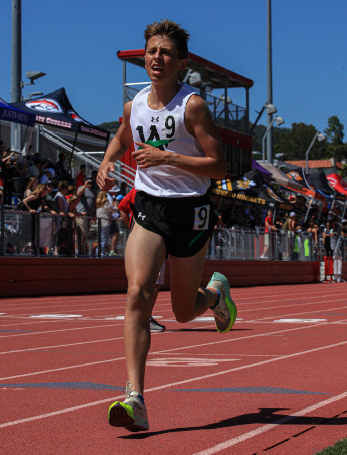 Archie Williams sophomore Ian Sharp reaches his final lap of the Redwood Empire 3200 meter race.