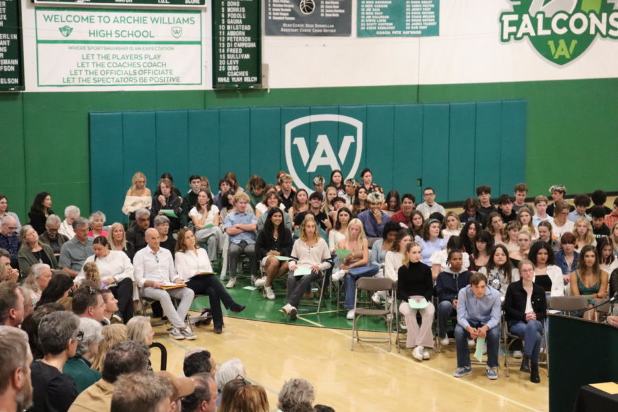 Archie Williams senior students and parents wait for the next award to be announced on Senior Awards Night. 