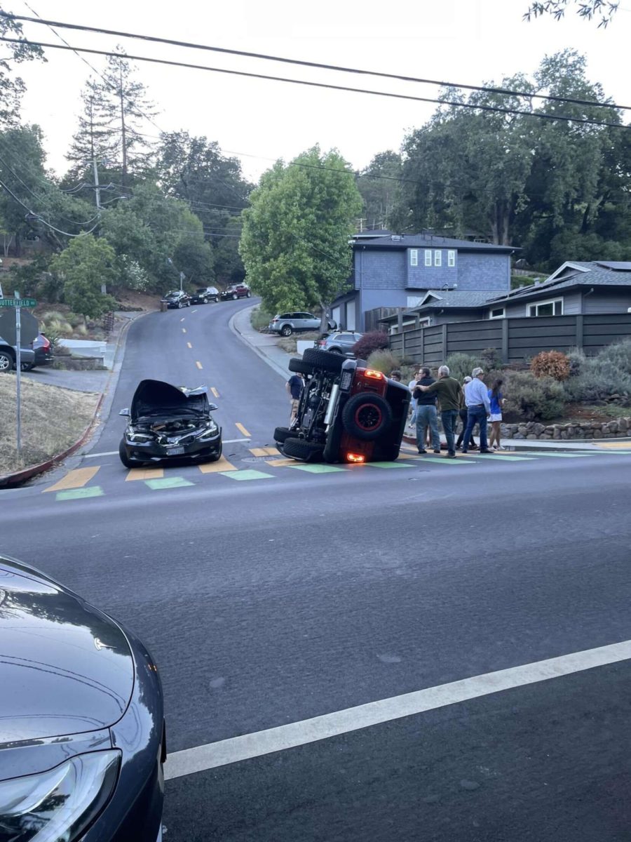 Accident in San Anselmo ends in flipped car