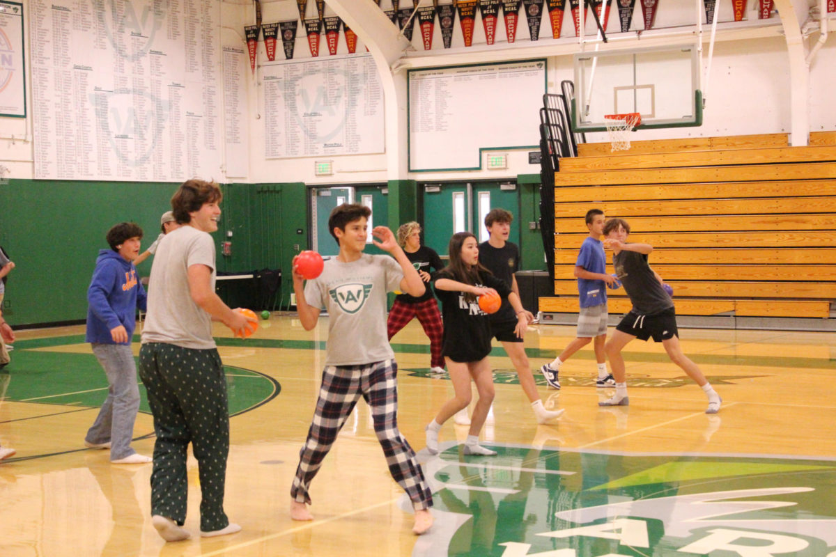 Students of all grades play dodgeball  during lunch on Monday, Oct. 16. 