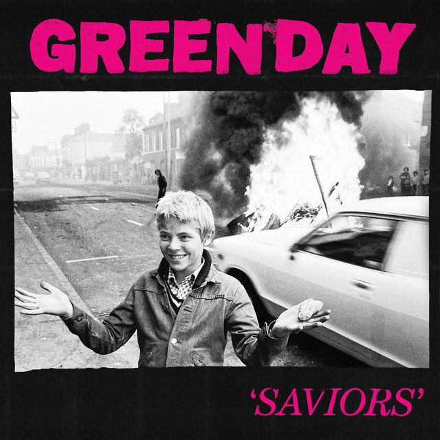 Green Day’s cover album for Saviors shows an edited version of a photo originally taken in 1978 in a riot during the Troubles.