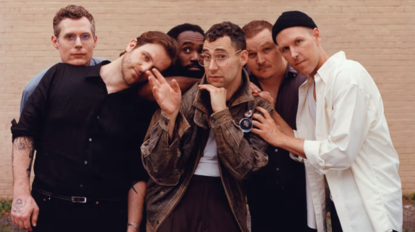 Jack Antonoff poses in a staggered lineup with his fellow band members.
