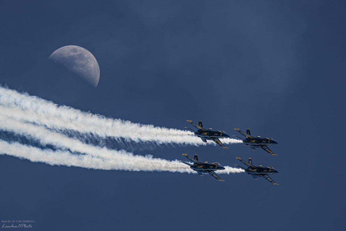 The Blue Angels Pass in Front of the Moon During the 2024 Wings Over Solano Airshow (Image Courtesy of Landon Sanchez)
