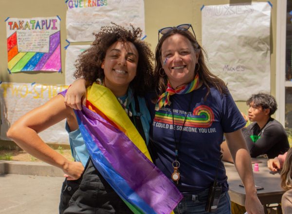 Archie Williams staff members Kaki McLachlan and Suz Blunk pose during STARR's pride event. 