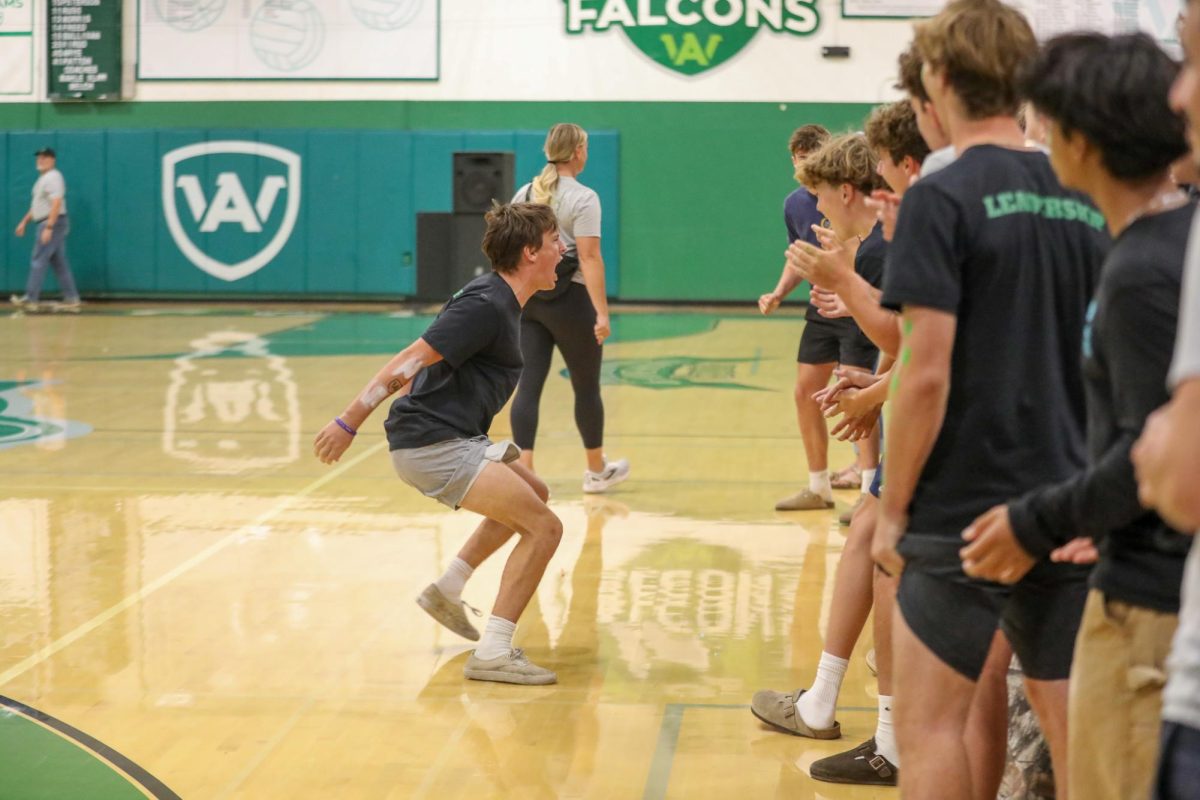 Senior Class President Jasper Cohen riles up the sophomore class.