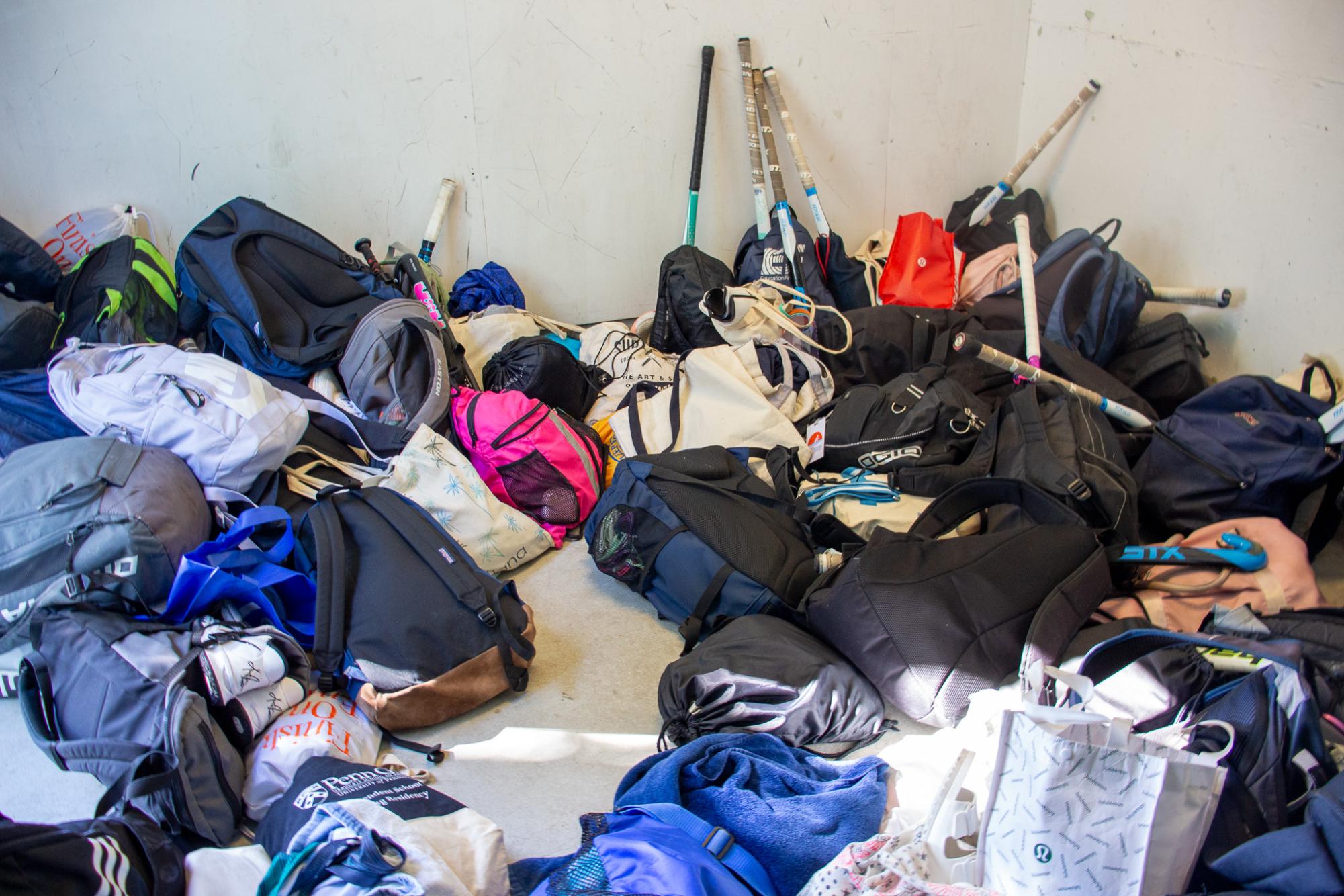 Students store their sports bags in Archie Williams storage room. 