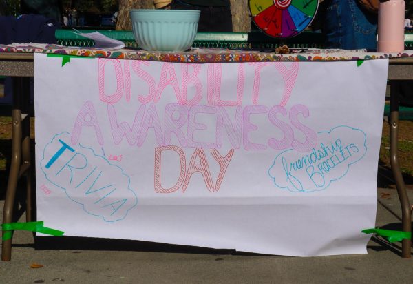 Disability Awareness Day sign hangs on the event table.