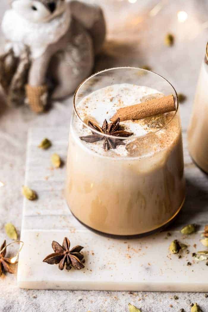 Sweet and spicy chai topped with cinnamon sticks and sweet foam. (Courtesy of halfbakedharvest.com)