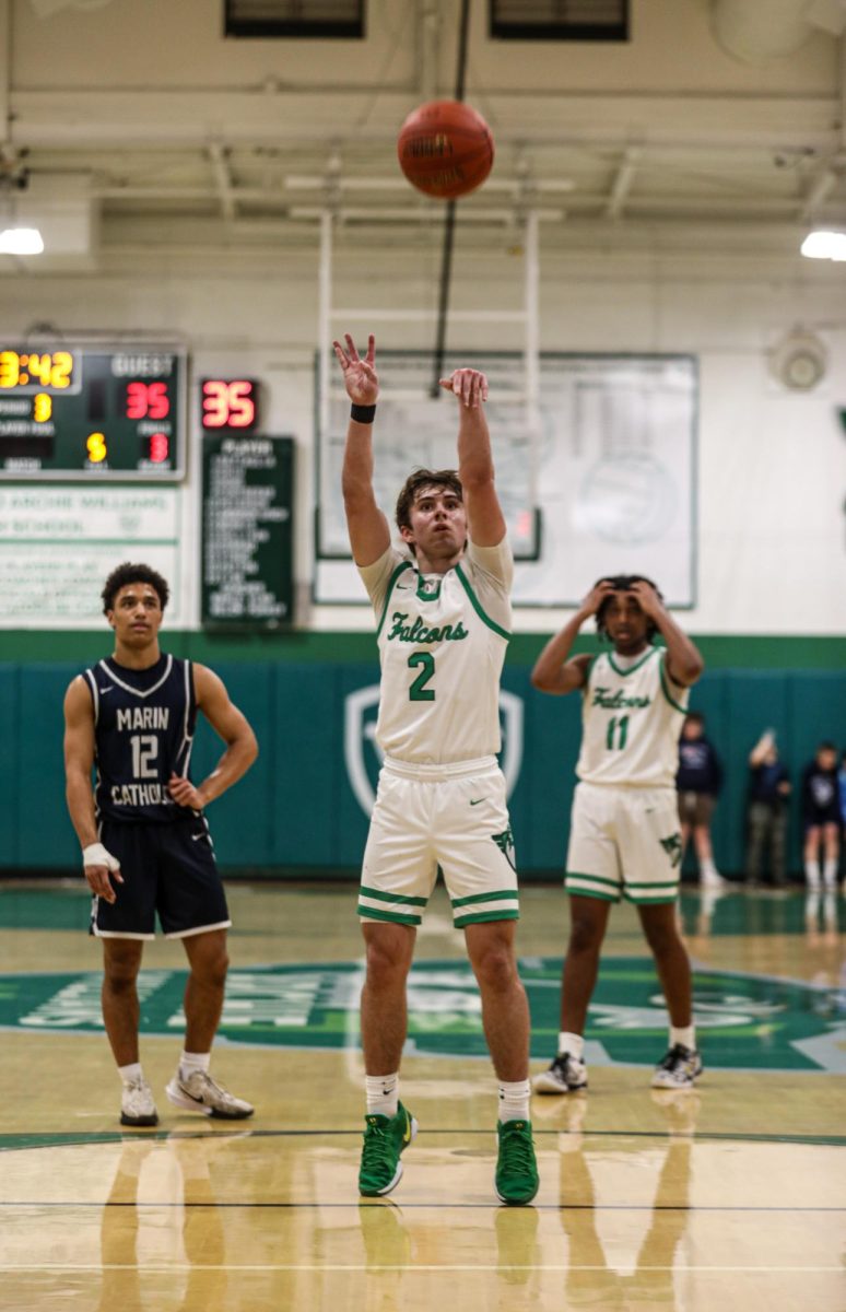 Junior Grady Stewart steps up to the line to take a free throw.