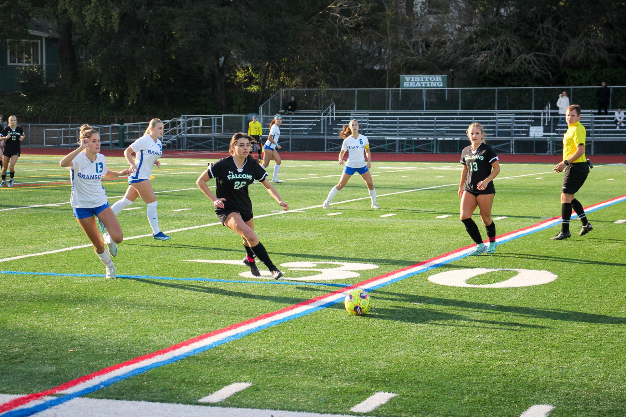 Archie Williams senior Phoebe Morf passes the ball for an opportunity at a goal. 