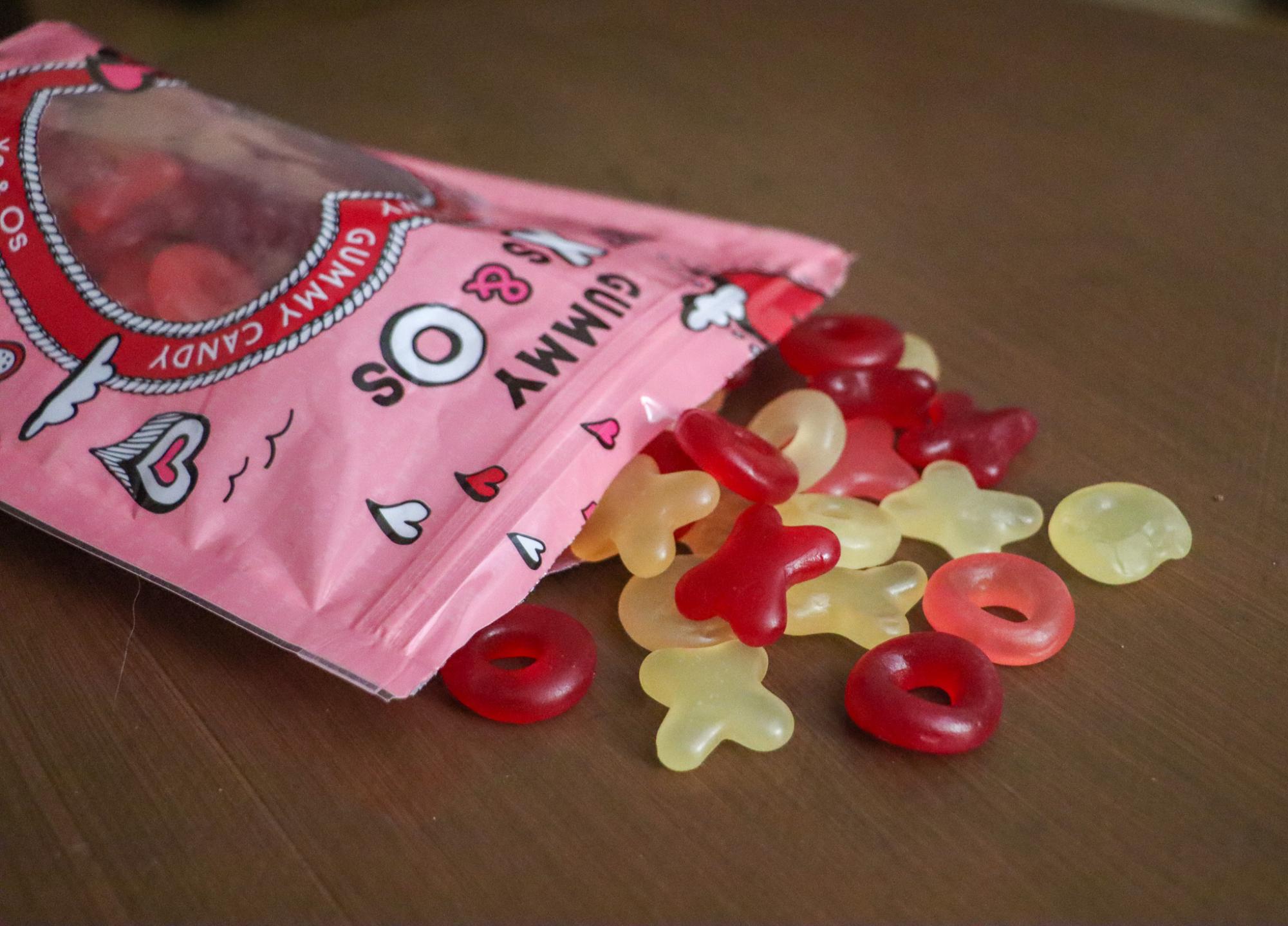 The Trader Joe's Gummy X's and O's are flavored with grapefruit, berry, and strawberry.