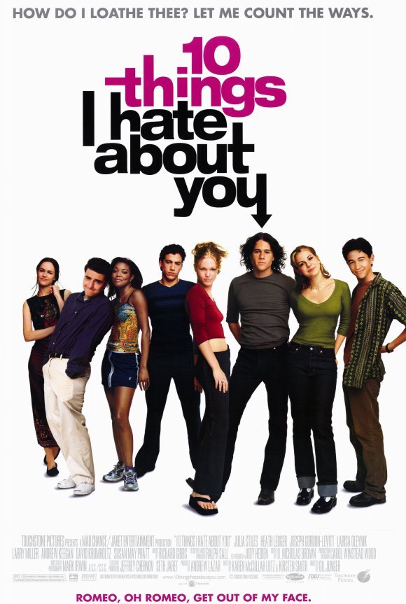 The cast of 10 Things I Hate About You crowds together to pose for promo. 