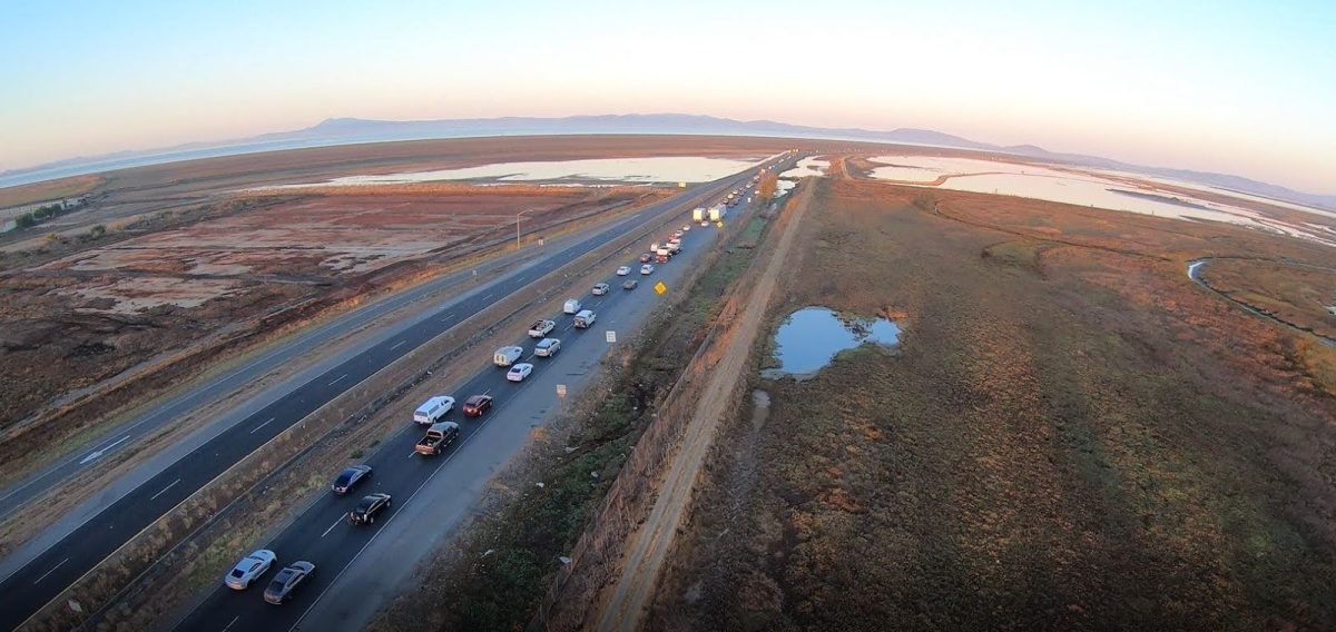 Commuters encounter an evening traffic jam on eastbound State Route 37. 
