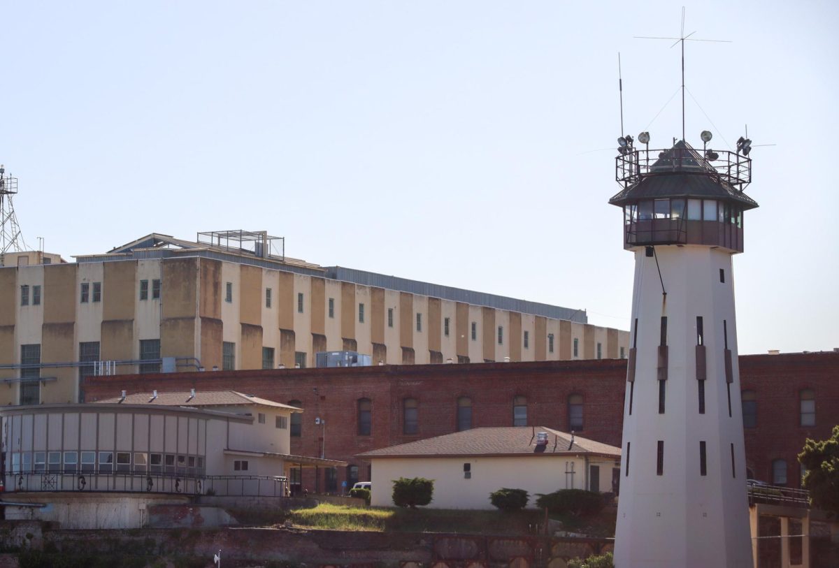The San Quentin Rehabilitation Center watch tower overlooking the San Francisco Bay.