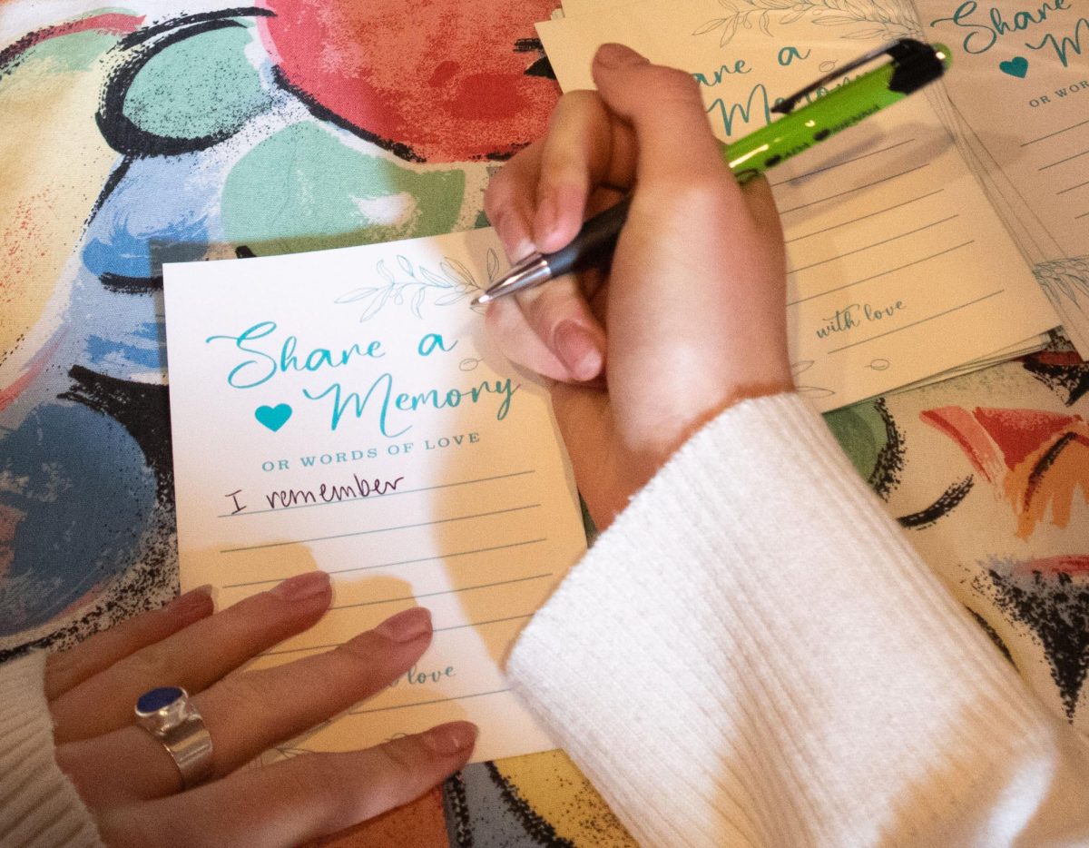 Friends and family were invited to share memories and handwritten notes during the service. 